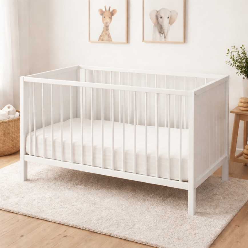 PETITE&MARS - Detská postieľka 3v1 MILA 120x60 cm biela/buk