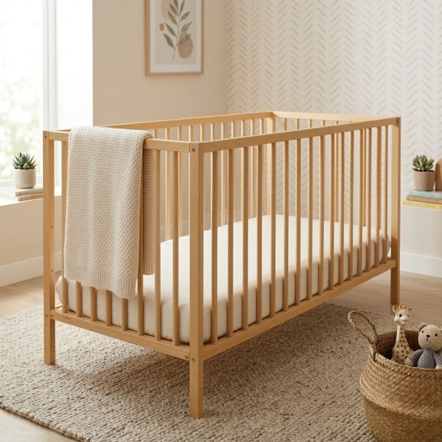 PETITE&MARS - Detská postieľka NELA BEECH 120x60 cm buk