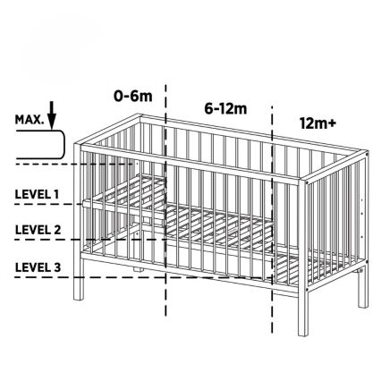 PETITE&MARS - Detská postieľka NELA BEECH 120x60 cm buk