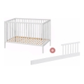 PETITE&MARS - Detská postieľka + zábrana NELA BEECH 120x60 cm biela/buk