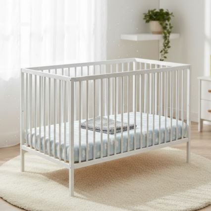 PETITE&MARS - Detská postieľka + zábrana NELA BEECH 120x60 cm biela/buk