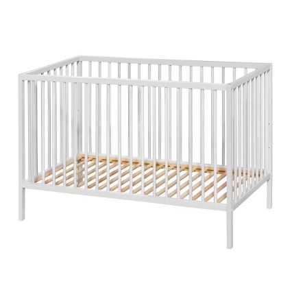 PETITE&MARS - Detská postieľka + zábrana NELA BEECH 120x60 cm biela/buk