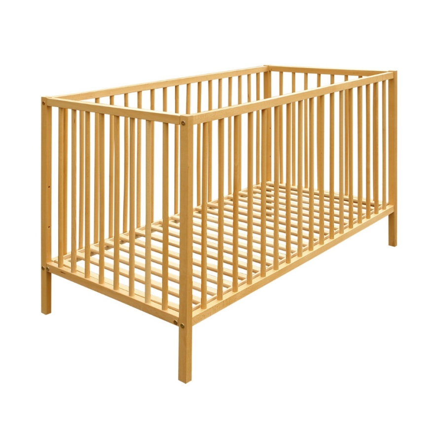 PETITE&MARS - Detská postieľka + zábrana NELA BEECH 120x60 cm buk