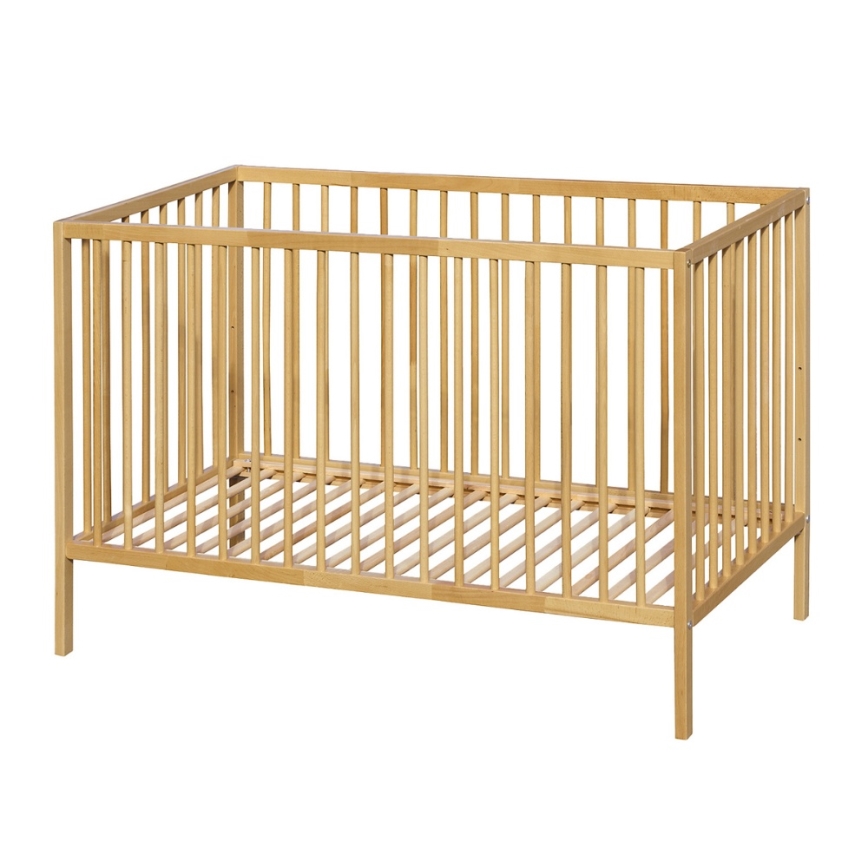 PETITE&MARS - Detská postieľka + zábrana NELA BEECH 120x60 cm buk