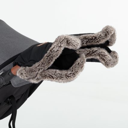 PETITE&MARS - Rukávniky na kočík FURRY Forever Black