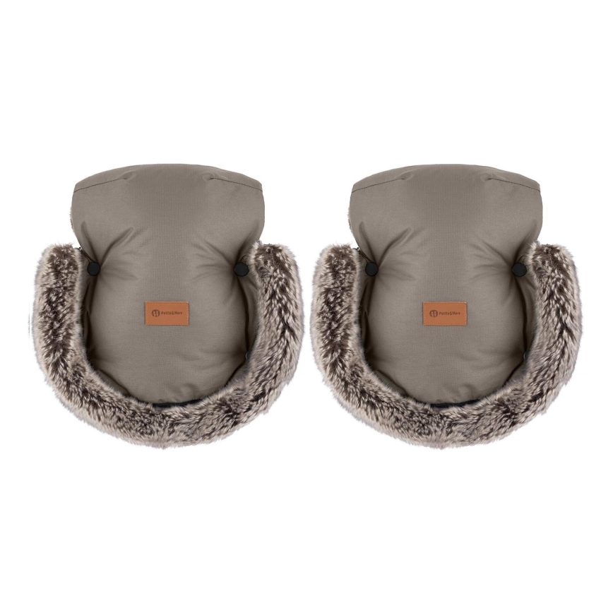 PETITE&MARS - Rukávniky na kočík FURRY Mocha Mousse