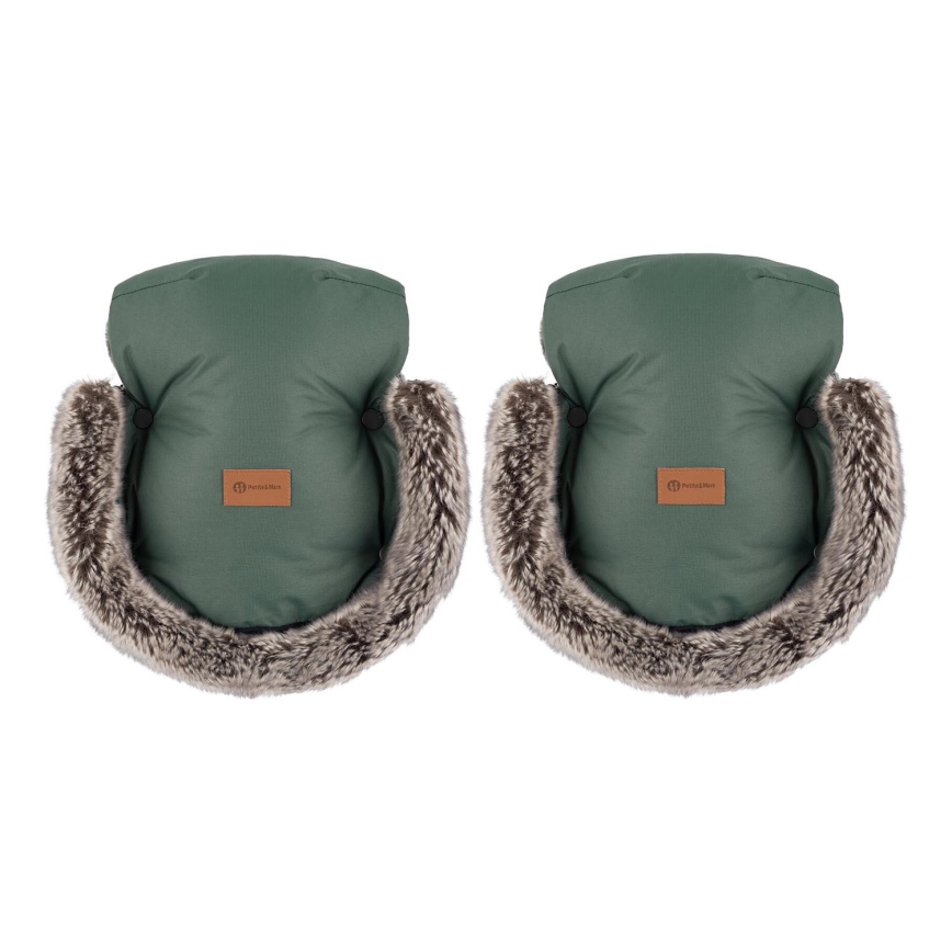 PETITE&MARS - Rukávniky na kočík FURRY Veritable Khaki