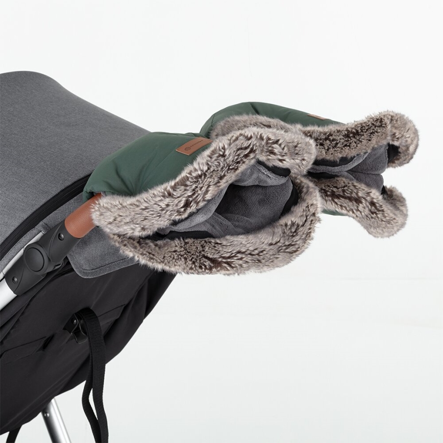 PETITE&MARS - Rukávniky na kočík FURRY Veritable Khaki