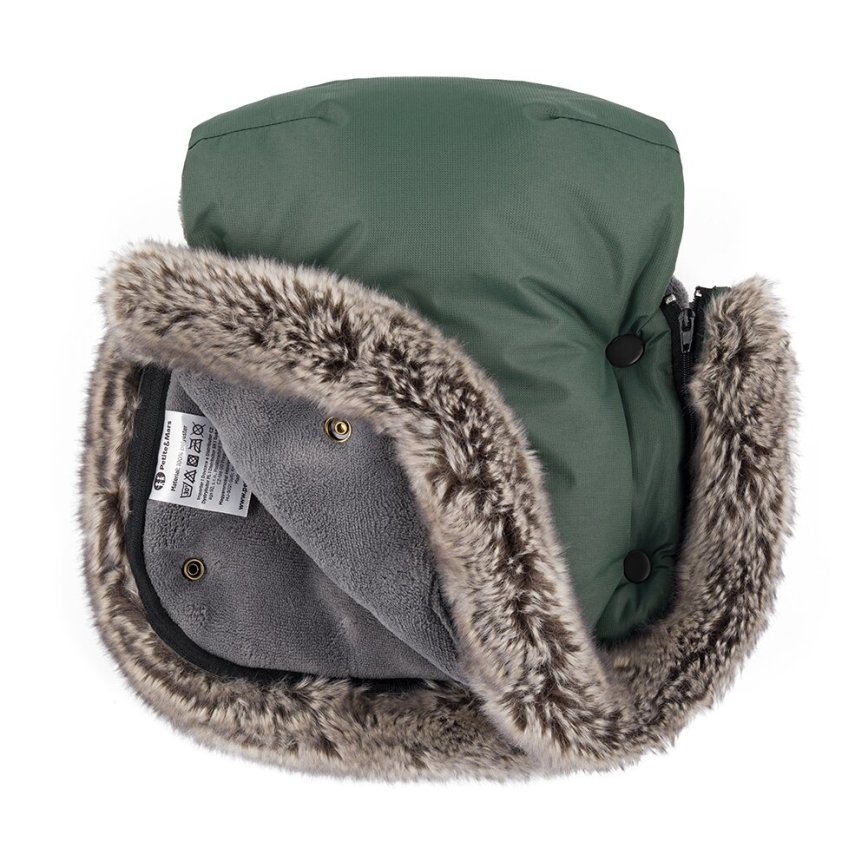 PETITE&MARS - Rukávniky na kočík FURRY Veritable Khaki