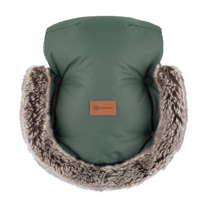 PETITE&MARS - Rukávniky na kočík FURRY Veritable Khaki