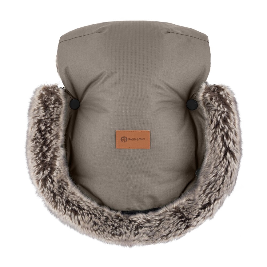 PETITE&MARS - SADA Detský fusak 4v1 ARCTIC + rukávniky na kočík FURRY Mocha Mousse