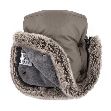 PETITE&MARS - SADA Detský fusak 4v1 ARCTIC + rukávniky na kočík FURRY Mocha Mousse