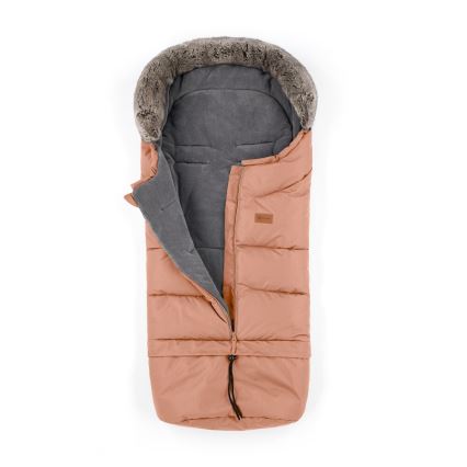 PETITE&MARS - SADA Detský fusak 4v1 ARCTIC + rukávniky na kočík FURRY Pastel Peach