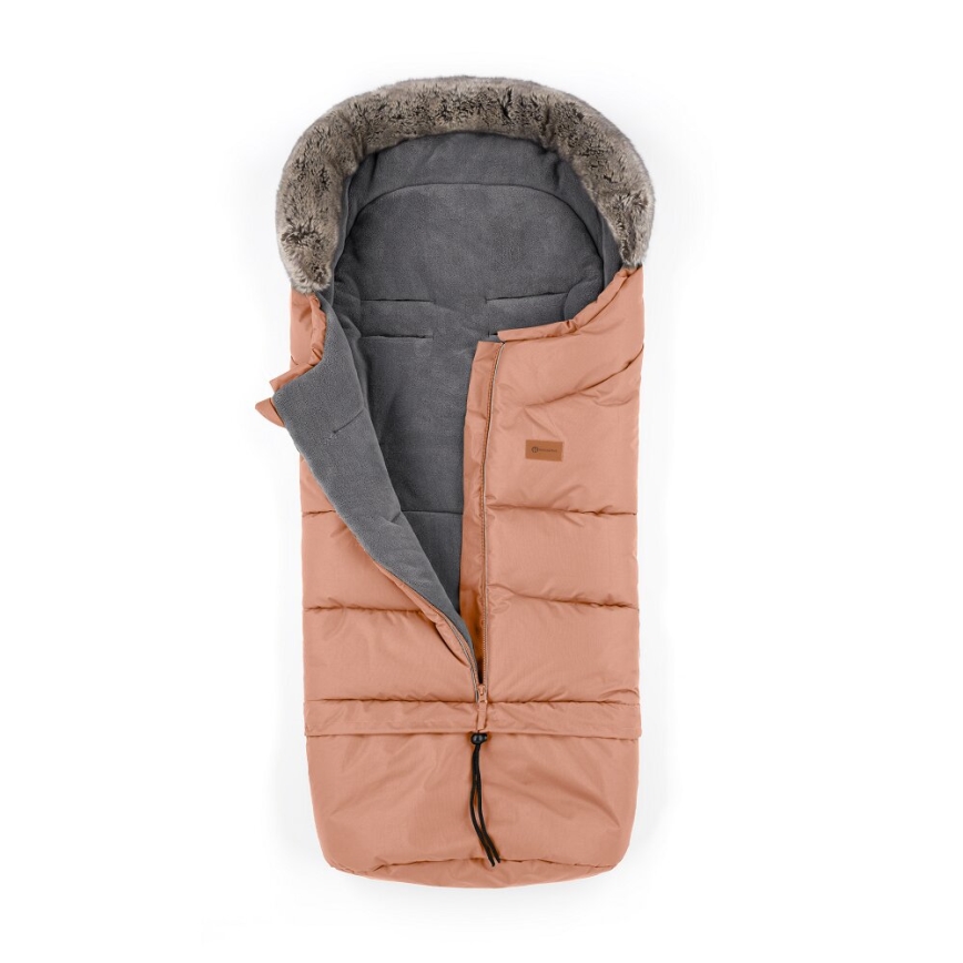 PETITE&MARS - SADA Detský fusak 4v1 ARCTIC + rukávniky na kočík FURRY Pastel Peach