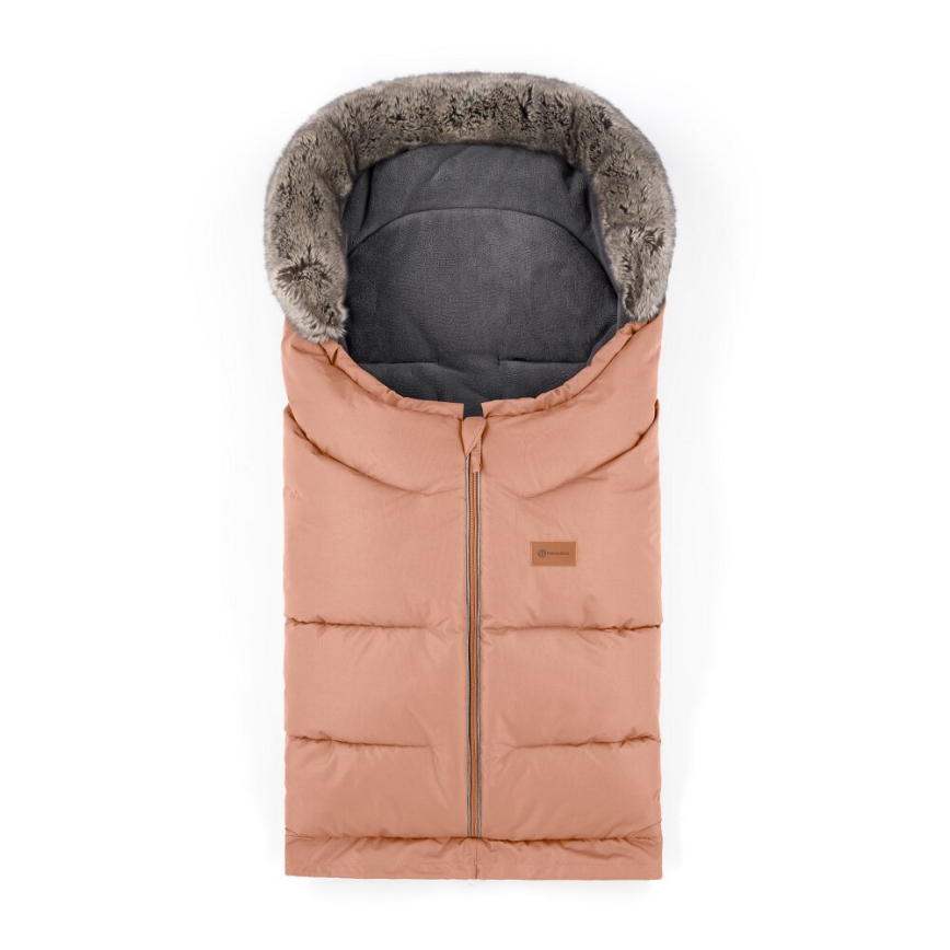 PETITE&MARS - SADA Detský fusak 4v1 ARCTIC + rukávniky na kočík FURRY Pastel Peach