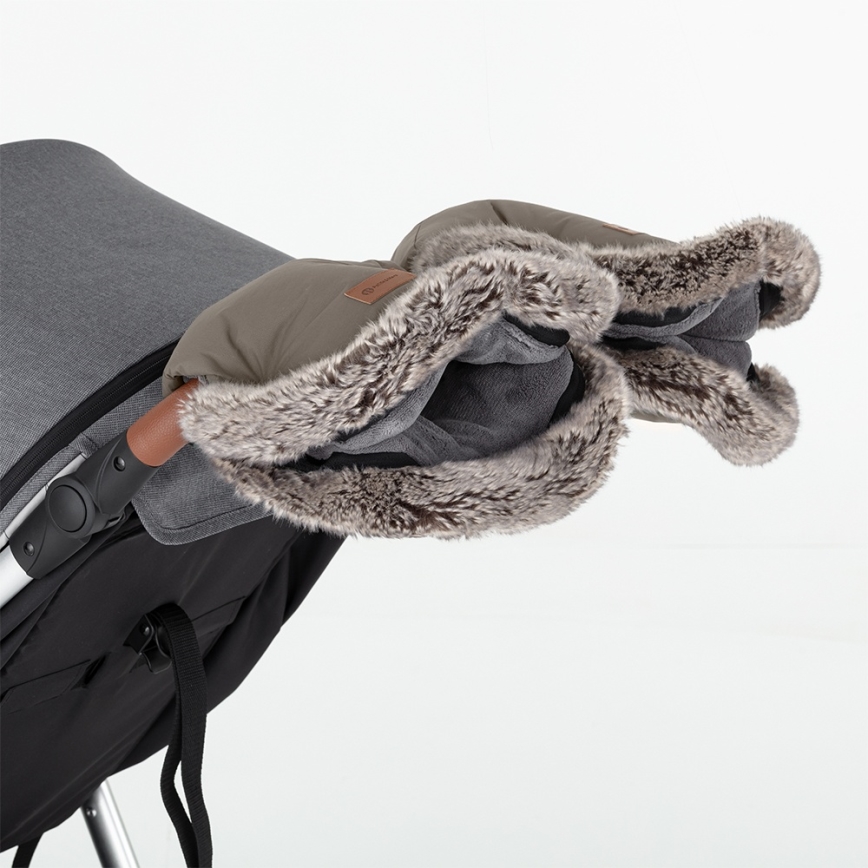 PETITE&MARS - SADA detský fusak 4v1 COMFY + rukávniky na kočík FURRY Mocha Mousse