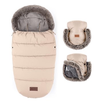 PETITE&MARS - SADA Detský fusak 4v1 COMFY + rukávniky na kočík FURRY Rose Petal