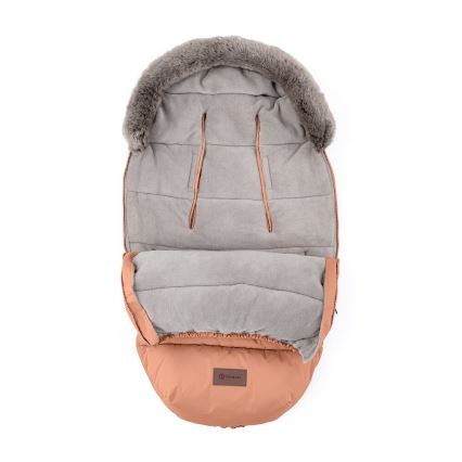 PETITE&MARS - SADA Detský fusak 4v1 COMFY + rukávniky na kočík FURRY Pastel Peach