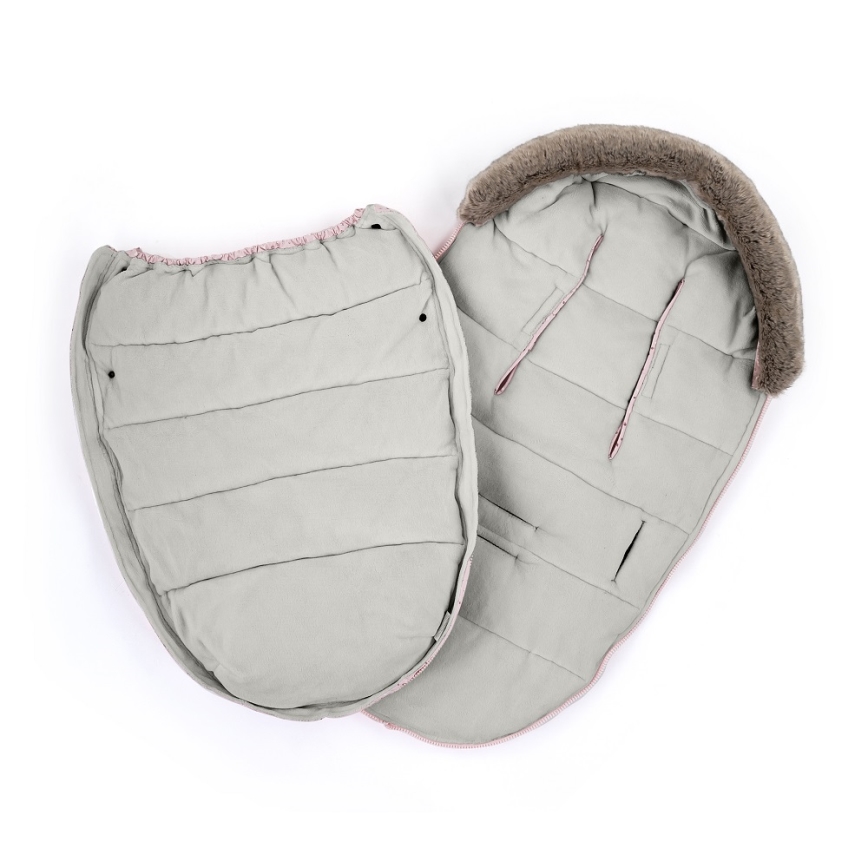 PETITE&MARS - SADA Detský fusak 4v1 COMFY + rukávniky na kočík FURRY Pastel Peach