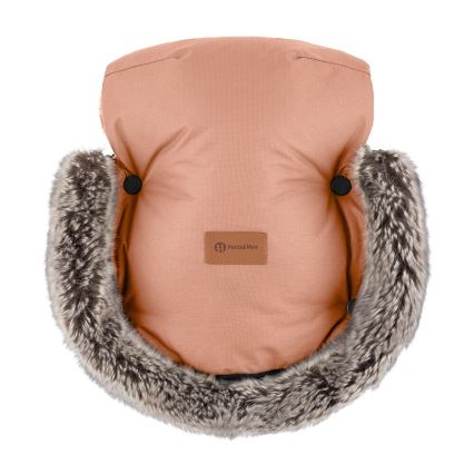 PETITE&MARS - SADA Detský fusak 4v1 COMFY + rukávniky na kočík FURRY Pastel Peach