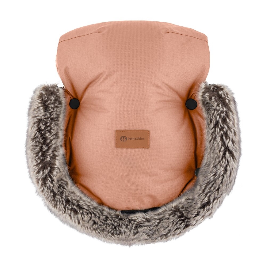 PETITE&MARS - SADA Detský fusak 4v1 COMFY + rukávniky na kočík FURRY Pastel Peach