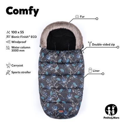 PETITE&MARS - SADA Detský fusak 4v1 COMFY + rukávniky na kočík FURRY Pastel Peach