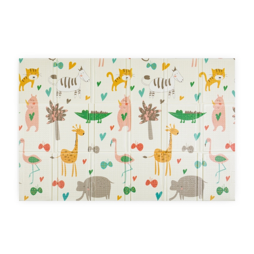 PETITE&MARS - Skladacia hracia podložka CAMPY Animals&Hexagon