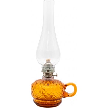 Petrolejová lampa MONIKA 34 cm jantarové káro