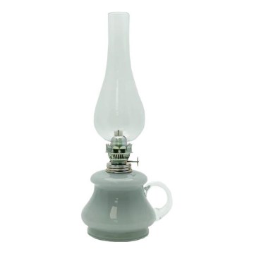 Petrolejová lampa TEREZA 34 cm šedá opálová