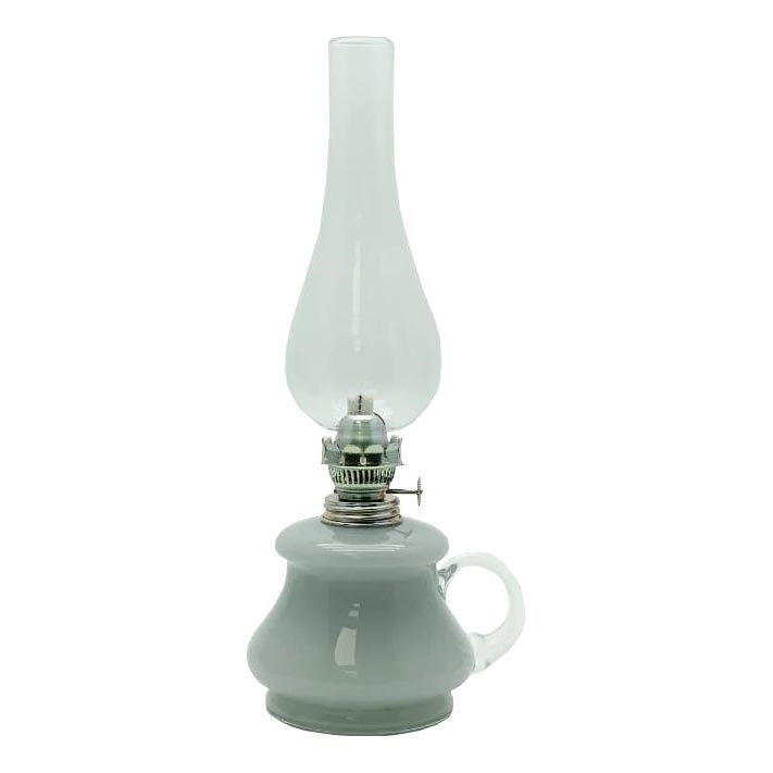 Petrolejová lampa TEREZA 34 cm šedá opálová