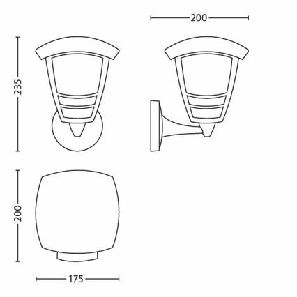 Philips - Vonkajšie nástenné svietidlo E27/60W/230V