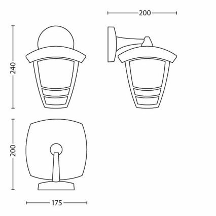 Philips - Vonkajšie nástenné svietidlo 1xE27/60W/230V