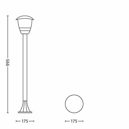 Philips 15383/30/16 - Vonkajšia lampa MYGARDEN CREEK 1xE27/60W/230V čierna