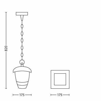 Philips - Vonkajší závesný luster 1xE27/60W/230V čierna IP44