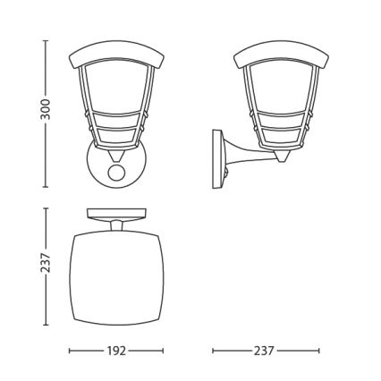 Philips 15468/54/16 - Vonkajšie nástenné svietidlo s čidlom MYGARDEN STREAM 1xE27/60W/230V