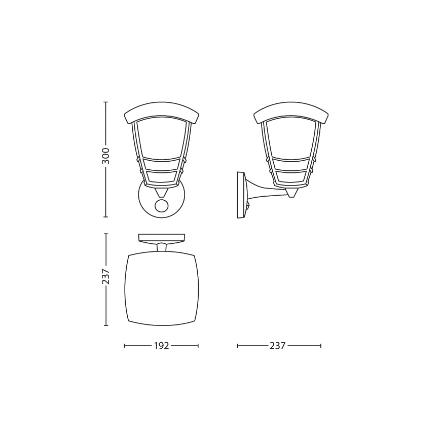 Philips 15468/54/16 - Vonkajšie nástenné svietidlo s čidlom MYGARDEN STREAM 1xE27/60W/230V