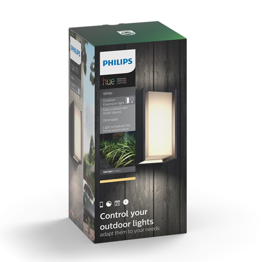 Philips 16472/93/P0 - LED Stmievateľné vonkajšie nástenné svietidlo HUE TURACO 1xE27/9,5W/230V