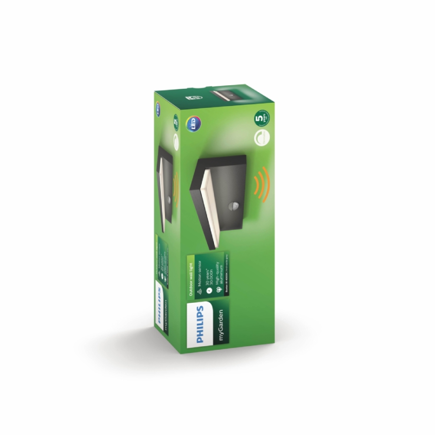 Philips 16484/93/P3 - LED vonkajšie nástenné svietidlo senzor BUSTAN 2xLED/4,5W