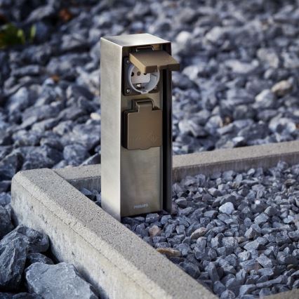 Philips 17108/47/46 - Vonkajší zásuvkový stĺpik MYGARDEN ROCK 230V