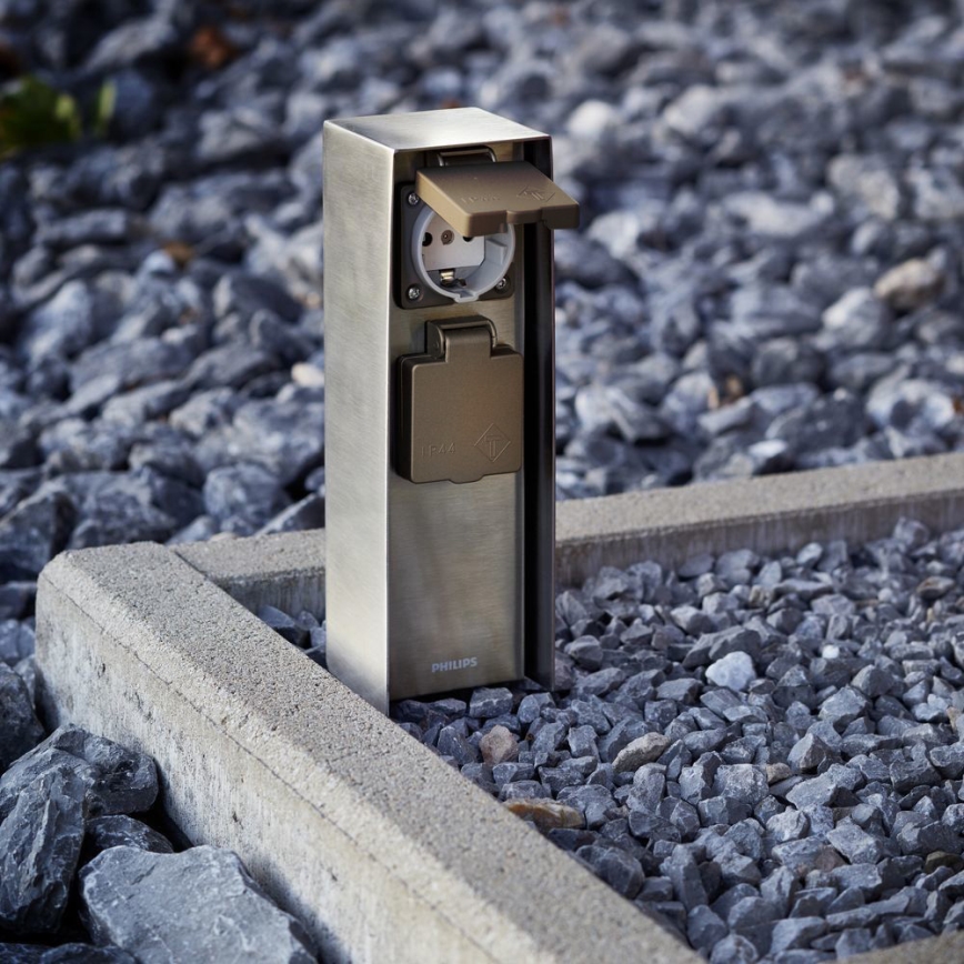 Philips 17108/47/46 - Vonkajší zásuvkový stĺpik MYGARDEN ROCK 230V