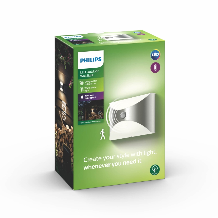 Philips 17299/47/16 - Vonkajšie senzorové svietidlo MYGARDEN HERB 1xLED/6W/230V