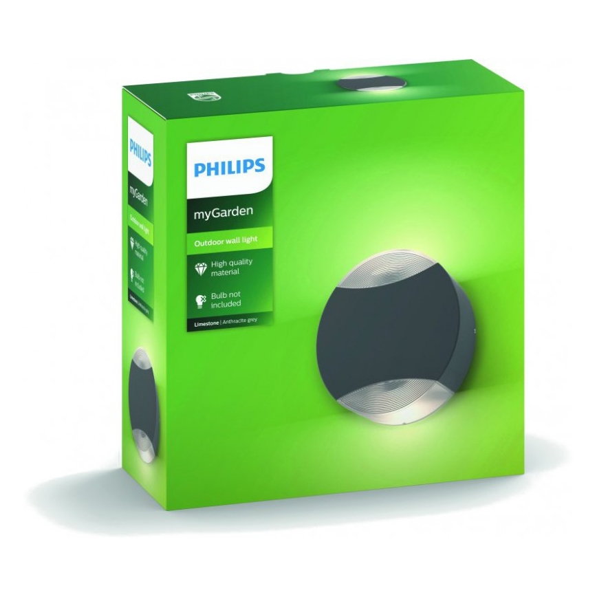 Philips 17338/93/PN - Vonkajšie nástenné svietidlo MYGARDEN LIMESTONE 2xGU10/5W