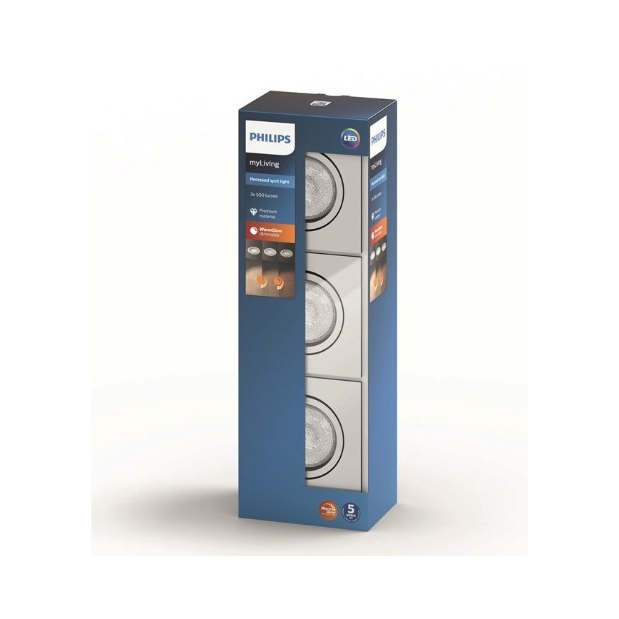 Philips  50393/11/P0 - SADA 3x LED Stmievateľné podhľadové svietidlo SHELLBARK LED/4,5W/230V