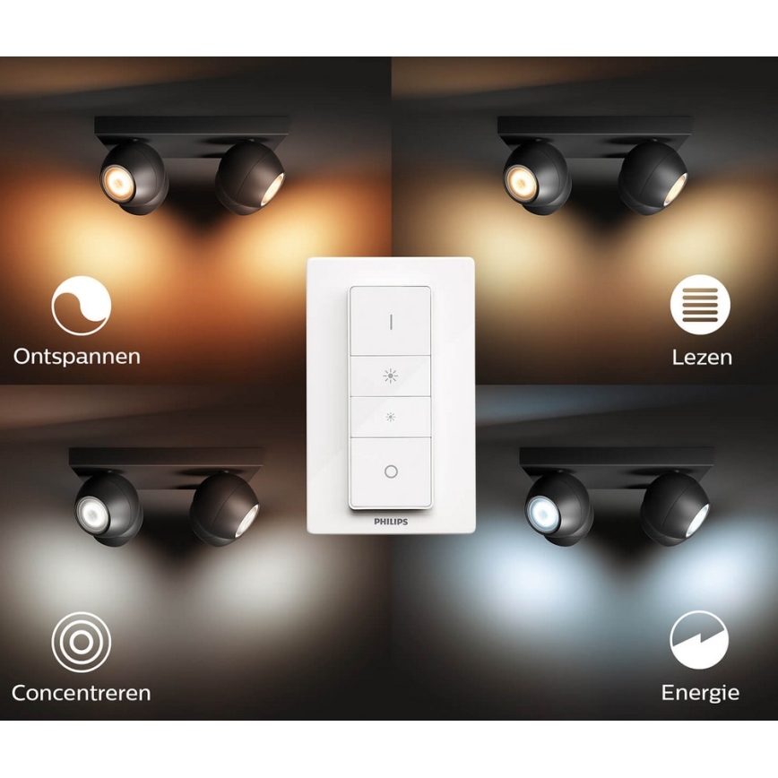 Philips - LED Stmievateľné bodové svietidlo Hue BUCKRAM 4xGU10/5W/230V + diaľkové ovládanie