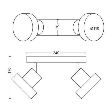 Philips 50602/30/P0 - LED Stmievateľné bodové svietidlo BUKKO 2xLED/4,5W/230V