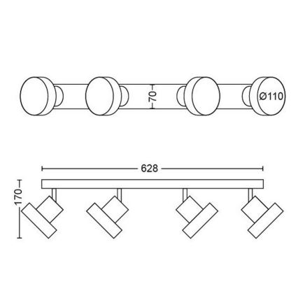 Philips 50604/31/P0 - LED Bodové svietidlo BUKKO 4xLED/4,3W/230V