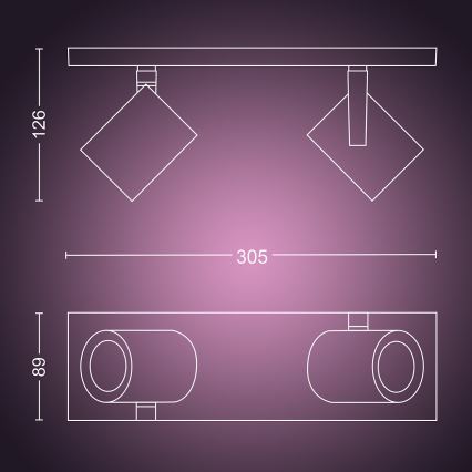 Philips - LED RGBW Stmievateľné bodové svietidlo Hue ARGENA 2xGU10/5,7W/230V