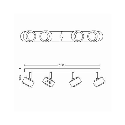 Philips 50654/30/P0 - LED Bodové svietidlo FERANO 4xLED/4,3W/230V