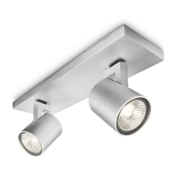 Philips 53092/48/16 - Bodové svietidlo RUNNER strieborné 2xGU10/35W/230V