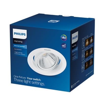 Philips - LED Stmievateľné podhľadové svietidlo SCENE SWITCH 1xLED/3W/230V 4000K